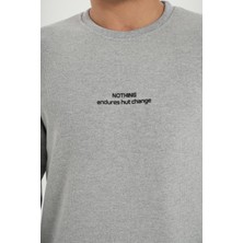 Unisex Pamuklu Bisiklet Yaka Gri Sweatshirt