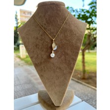 Moonjy Çelik Gold Elegance Pearl Kolye