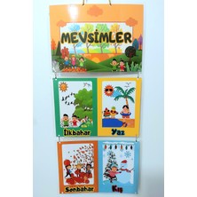 Mevsimler Günler Aylar Afişi Okul ve Sınıflar Için Pvc Kaplı 5 Parça Afiş Set