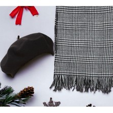 Kadın Şal Çift Taraflı Kaz Ayağı Fransız Ressam Bere 2'li Kombin