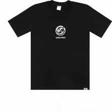 Raining Animals Balina Nakışlı %100 Pamuk Tişört Özel Tasarım Siyah Echo Unisex T-Shirt
