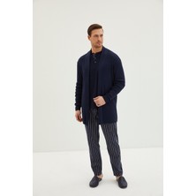 3'lü Klasik Patlı Çizgili Triko Roblu Pamuk Pijama Takımı