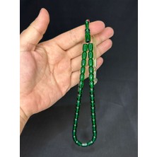 Anemore Collection Toz Kehribar Tesbih Yeşil Renkli Kapsül Kesim 11MMX7,5MM T-569