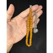 Anemore Collection Toz Kehribar Tesbih Sarı Renkli Kapsül Kesim 9 mm T-583