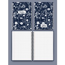 Jimone Papers A5 Kareli Defter - 80 Yaprak - Tel Spiralli - Beyaz Çiçek Desenli