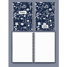 Jimone Papers A5 Noktalı Defter - 80 Yaprak - Tel Spiralli - Çiçek Bahçesi Deseni