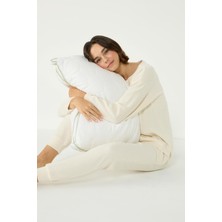 Selanik Yaka Düşük Omuz Uzun Kol Manşetli Cepli Pantolon Takım 405057 Ekru