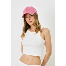 Kadın Halter Yaka Fitilli Esnek Crop Atlet 925 Ekru