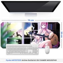 İlyuka 70X30 Anime Guitarist Girl Ilyuka MP257030 Büyük Boy Xl Gaming Mousepad Dikişli Kenar Kaymaz Taban 70X30CM