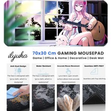 İlyuka 70X30 Anime Guitarist Girl Ilyuka MP257030 Büyük Boy Xl Gaming Mousepad Dikişli Kenar Kaymaz Taban 70X30CM