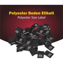 Giyim Etiketi / XXL Beden Siyah Renk Polyester Dokuma Orta Katlama - 500 Adet