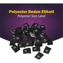 Giyim Etiketi / XS Beden Siyah Renk Polyester Dokuma Orta Katlama - 1000 Adet