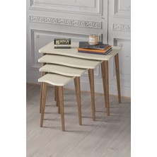 Zigon Sehpa Ahşap 4'lü Krem KR