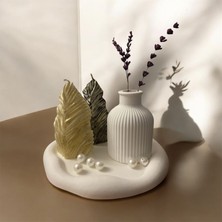 Yaprak Mum Vazo Seti Stant Hediye