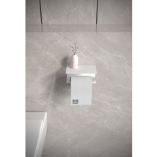 alfams by fmsa Metal Modern Banyo Tuvalet Wc Kağıtlık Peçetelik, Tuvalet Kağıdı Askısı, Raflı Telefonluk Beyaz