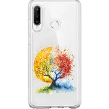 Zeyno Huawei P30 Lite Uyumlu Renkli Ağaç Desenli Silikon Kılıf