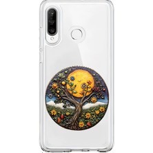 Zeyno Huawei P30 Lite Uyumlu Güneşli Ağaç Desenli Silikon Kılıf