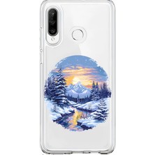 Zeyno Huawei P30 Lite Uyumlu Kış Manzarası Desenli Silikon Kılıf