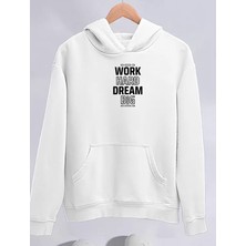 Tarz Yeri Kışlık Üç Iplik Kapşonlu Sweatshirt - Beyaz
