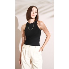 Tena Kadın Siyah Yüzücü Model Bisiklet Yaka Full Licra Ribana Atlet