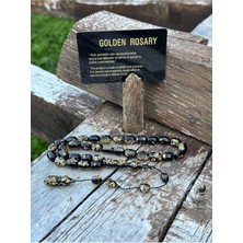 Kehribar Tesbih - Golden Rosary, Sertifikalı, Altınlı, Isim Yazılabilir Özel Ahşap Kutulu