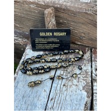 Kehribar Tesbih - Golden Rosary, Sertifikalı, Altınlı, Isim Yazılabilir Özel Ahşap Kutulu