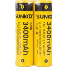 Sunkko 3.7 Volt 3400 Mah 18650 Şarj Edilebilir Pil (2li Paket) (4607)