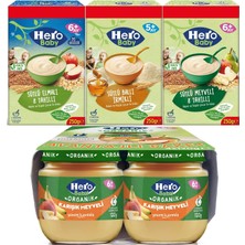 Hero Baby Kaşık Maması 250 gr Sütlü Meyveli - Elmalı 8 Tahıllı - Ballı Irmikli +4 Adet Kavanoz Maması