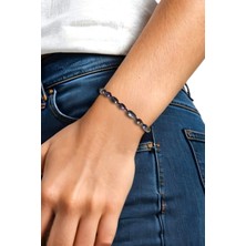 Pozitif Doğal Taş Petrol Rengi Kültür Incisi Bileklik, Makrome Ayarlı 308-3