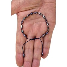 Pozitif Doğal Taş Petrol Rengi Kültür Incisi Bileklik, Makrome Ayarlı 308-3