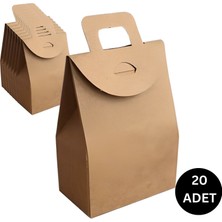 Roco Paper Co. Kraft El Geçmeli Hediye Çantası (20'li), Kına, Parti Için Çerez, Şekerleme Kutusu, No:3, 10X15X6 cm