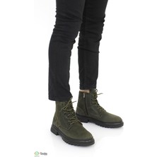 Erkek Hakiki Deri Haki Renk Postal Spor Tarz Bot ZR24/BT8054