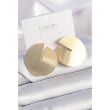 Ezo Concept Pirinç Gold Renk Daire Plaka Model Kadın Küpe