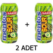 Mentos Sour Yeşil Elma Aromalı Şekersiz-Tatlandırıcılı Ekşi Draje Sakız 30G (2 Adet)