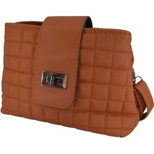 Zaytoon Suni Deri Kilitli Büyü Hacmi Kare Nakışlı 15*25 cm Kadın Omuz Çantası B100002