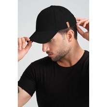 Robanu Spor Kep Şapka Ayarlanabilir Tokalı Siyah Gabardin Kep Şapka Baseball Cap