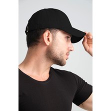 Robanu Spor Kep Şapka Ayarlanabilir Tokalı Siyah Gabardin Kep Şapka Baseball Cap