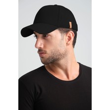 Robanu Spor Kep Şapka Ayarlanabilir Tokalı Siyah Gabardin Kep Şapka Baseball Cap