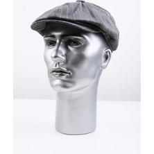 Kravatkolik Gri Çizgi Yün Erkek Kasket Şapka KST90