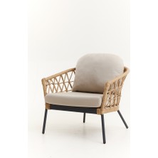 Divona Home Maçka Bahçe Oturma Grubu (3+1+1+M) (Krem Rengi Minder)
