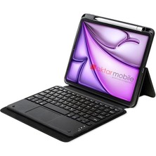 iPad Air 11 M2 2024 Air 6. Nesil Uyumlu Klavyeli Kılıf Standlı Bluetooth Klavye Trackpad Keyboard