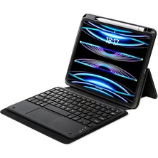 iPad Pro 11 M4 2024 Uyumlu Klavyeli Kılıf Standlı Bluetooth Klavye Trackpad Keyboard