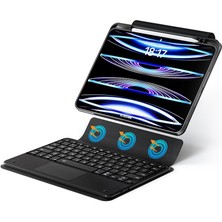 iPad Pro 11 M4 2024 Uyumlu Klavyeli Kılıf Standlı Bluetooth Klavye Trackpad Keyboard