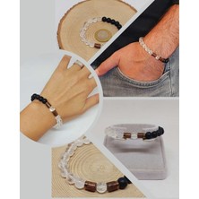 Yaşam Tohumu Kristal Kuvars & Oniks Taşı 8mm  Tasarım Bileklik Hawaii Model (8956)