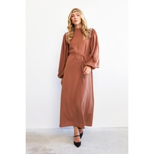 Nova Omuz Detaylı Elbise - Camel