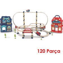 Learning Fun 120 Parça Tren Seti Saklama Çantalı Pilli Tren Istasyonu ve Şehir Set