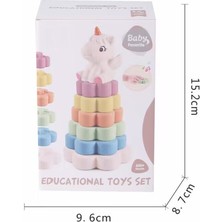 Learning Fun Duyusal Oyuncak Yumuşak Malzeme Istifleme Oyunu Kule Dizme Oyunu Diş Kaşıma Unicorn