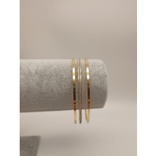 Tılsım Accesories Ajda Bilezik Çelik Zirkon Taşlı Üçlü Gold 20,50CM 6.4