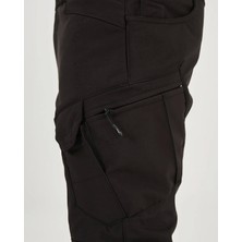 Erkek Kışlık Siyah Outdoor Softshell İçi Polarlı Su Ve Rüzgar Geçirmez Taktik Pantolon