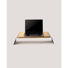 - Premium Laptop Standı - Ergonomik Metal-Ahşap Laptop Sehpası - Meşe